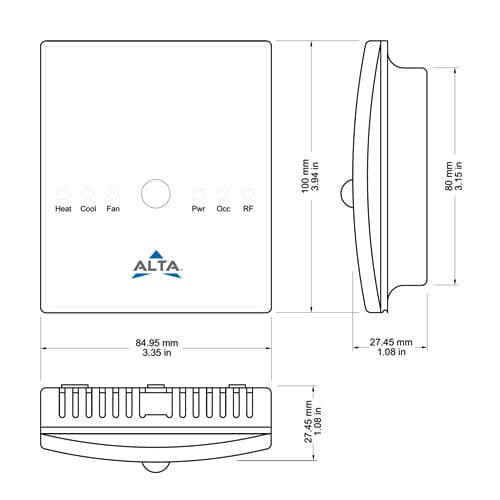 ALTA thermostat dimensions