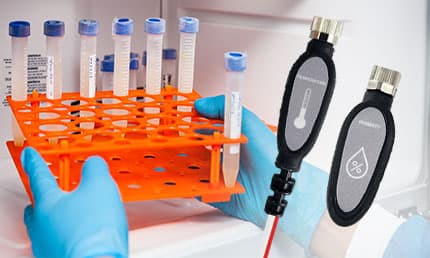 Monnit NIST Detachable Temperature and Humidity Leads used with laboratory sample tubes