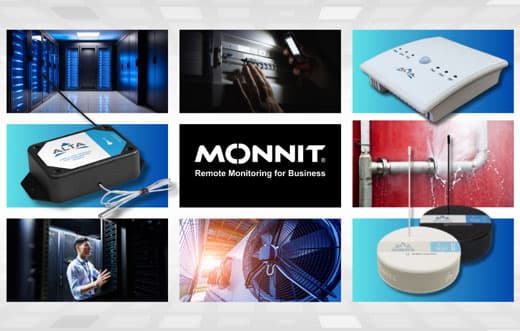 European data centre infrastructure supported by real-time IoT monitoring for temperature, humidity, water leaks, power, and equipment conditions