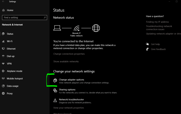 Change adapter options