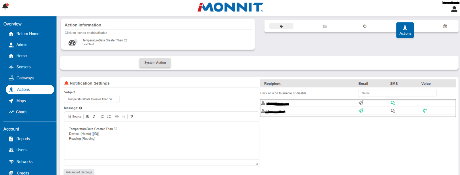 Adding a User as a Recipient of an Action