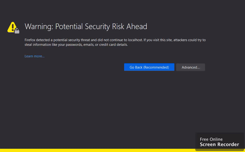 Firefox - Warning Potential Security Risk