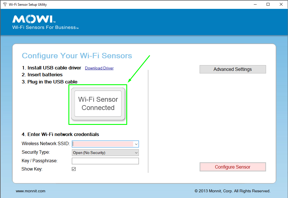 Wi-Fi Sensor Connected